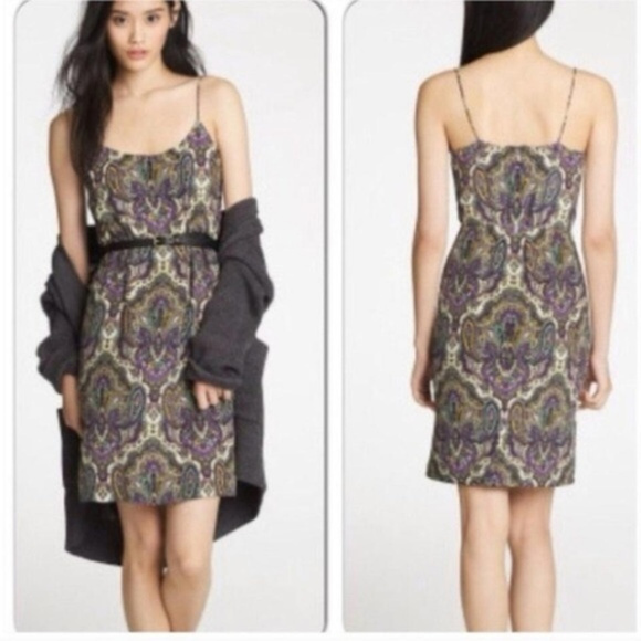 J. Crew Silk Paisley Spaghetti Strap Dress – Purple Multi – Size 10 - Picture 1 of 6